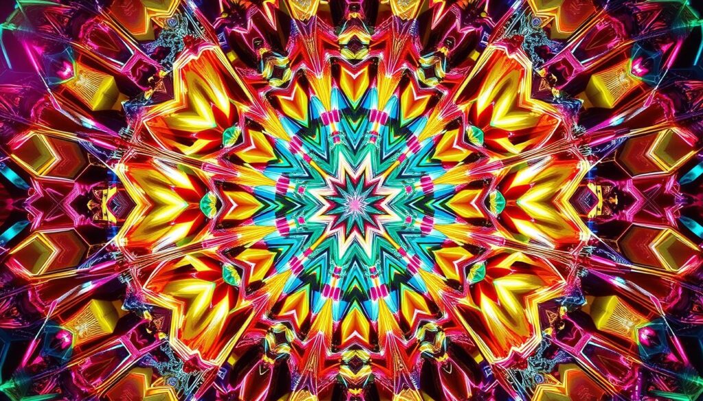 a detailed, highly technical, and futuristic geometric pattern design showcasing cutting-edge trends, shot with a high-resolution camera lens in a minimalist, well-lit studio setting. The intricate, kaleidoscopic patterns feature a harmonious blend of vibrant, neon-like colors and metallic, reflective elements that create a mesmerizing, almost hypnotic visual experience. The composition emphasizes depth, dimension, and a sense of motion, with the patterns unfolding and evolving in a captivating, almost 3D-like manner. The overall mood is futuristic, innovative, and inspirational, hinting at the boundless potential of geometric design in the years to come. a detailed, highly technical, and futuristic geometric pattern design showcasing cutting-edge trends, shot with a high-resolution camera lens in a minimalist, well-lit studio setting. The intricate, kaleidoscopic patterns feature a harmonious blend of vibrant, neon-like colors and metallic, reflective elements that create a mesmerizing, almost hypnotic visual experience. The composition emphasizes depth, dimension, and a sense of motion, with the patterns unfolding and evolving in a captivating, almost 3D-like manner. The overall mood is futuristic, innovative, and inspirational, hinting at the boundless potential of geometric design in the years to come.